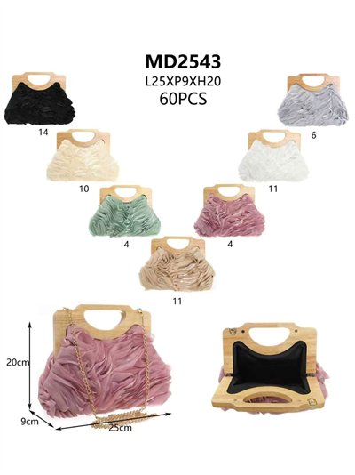 Geraffte Partytasche mit Holzgriff 2