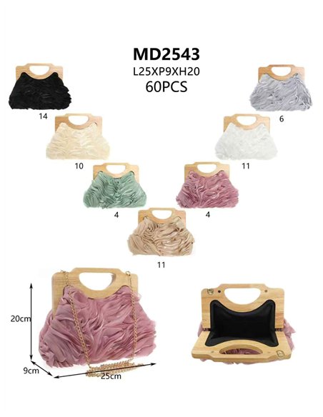 Geraffte Partytasche mit Holzgriff