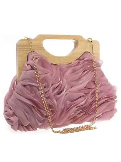 Geraffte Partytasche mit Holzgriff