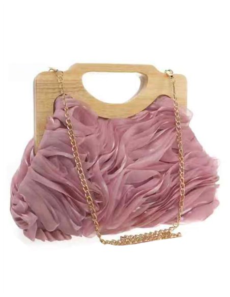 Geraffte Partytasche mit Holzgriff