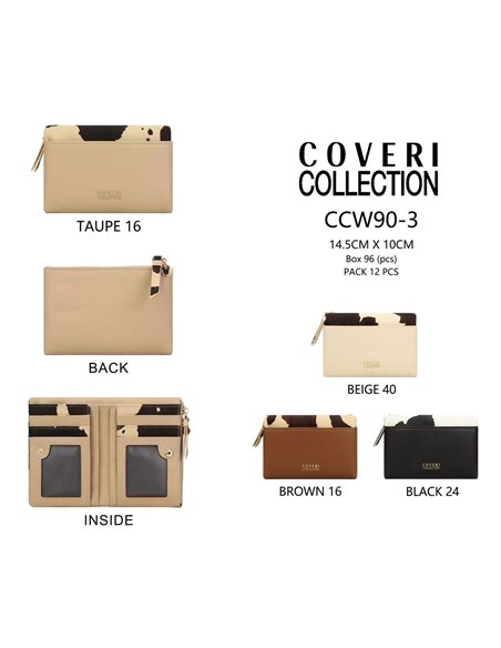 Carteira compacta com detalhes em estampa animal.