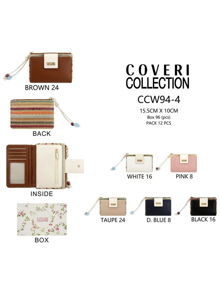 Cartera compacta con efecto rafia multicolor