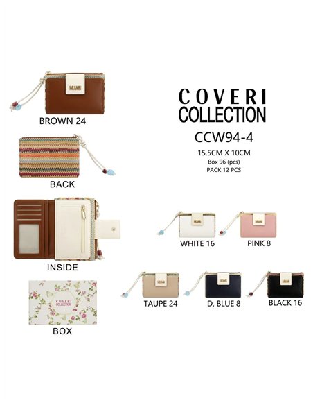 Cartera compacta con efecto rafia multicolor