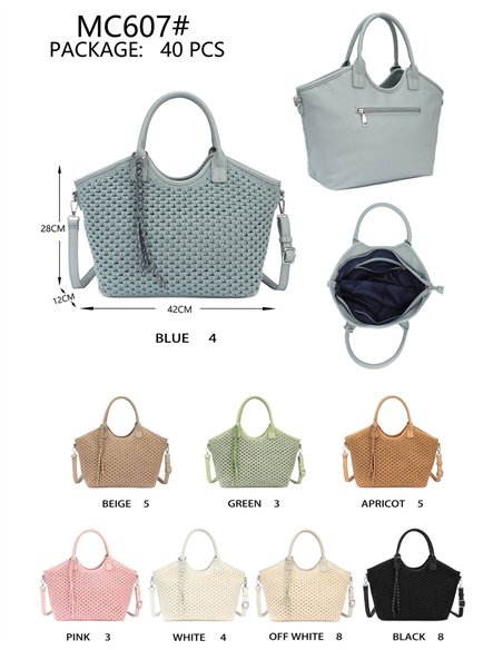 Sacola de compras de crochê com cabide