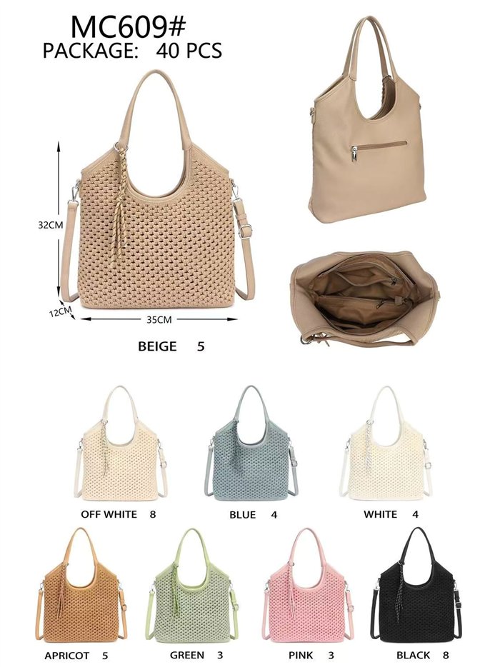 Borsa shopper all'uncinetto con appendiabiti