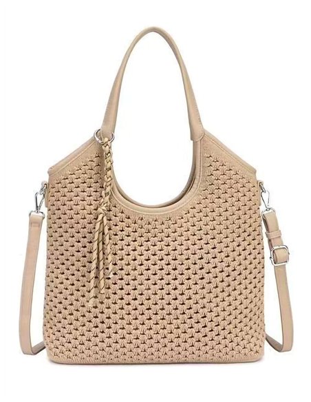 Borsa shopper all'uncinetto con appendiabiti