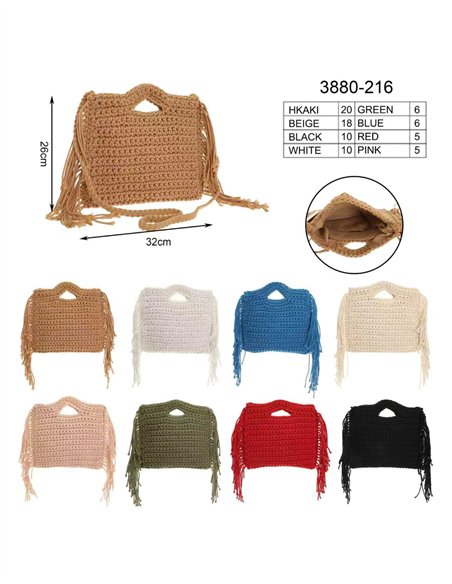 Gehäkelte Tragetasche mit Fransen