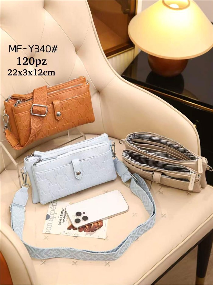 Mini bandolera cartera con triple cremallera