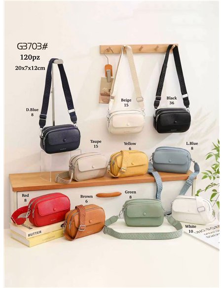 Borsa a tracolla compatta con doppia cerniera