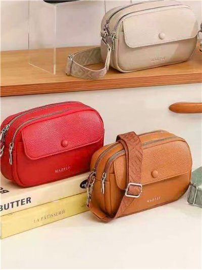 Borsa a tracolla compatta con doppia cerniera