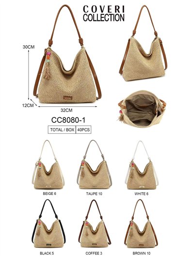 Bolso hobo de rafia con borla 2