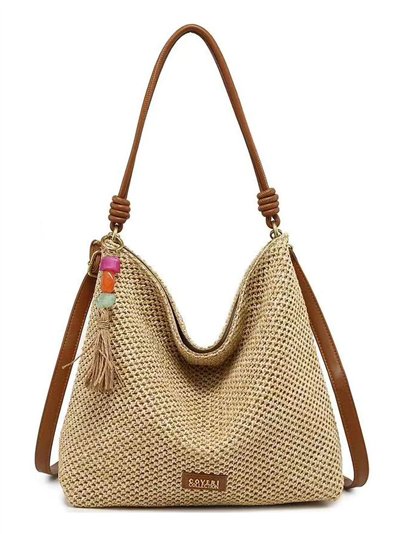 Bolso hobo de rafia con borla
