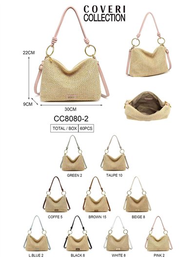 Sac hobo en raphia avec anneaux 2