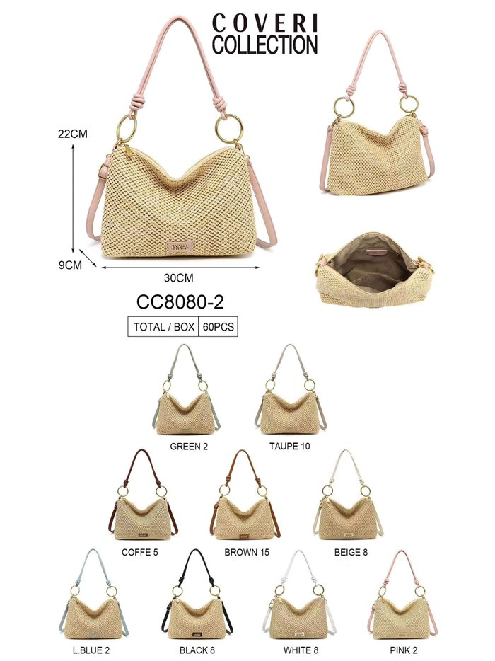 Sac hobo en raphia avec anneaux