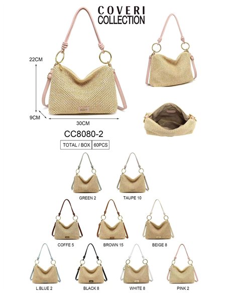 Sac hobo en raphia avec anneaux