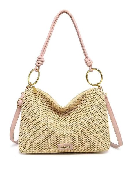 Sac hobo en raphia avec anneaux