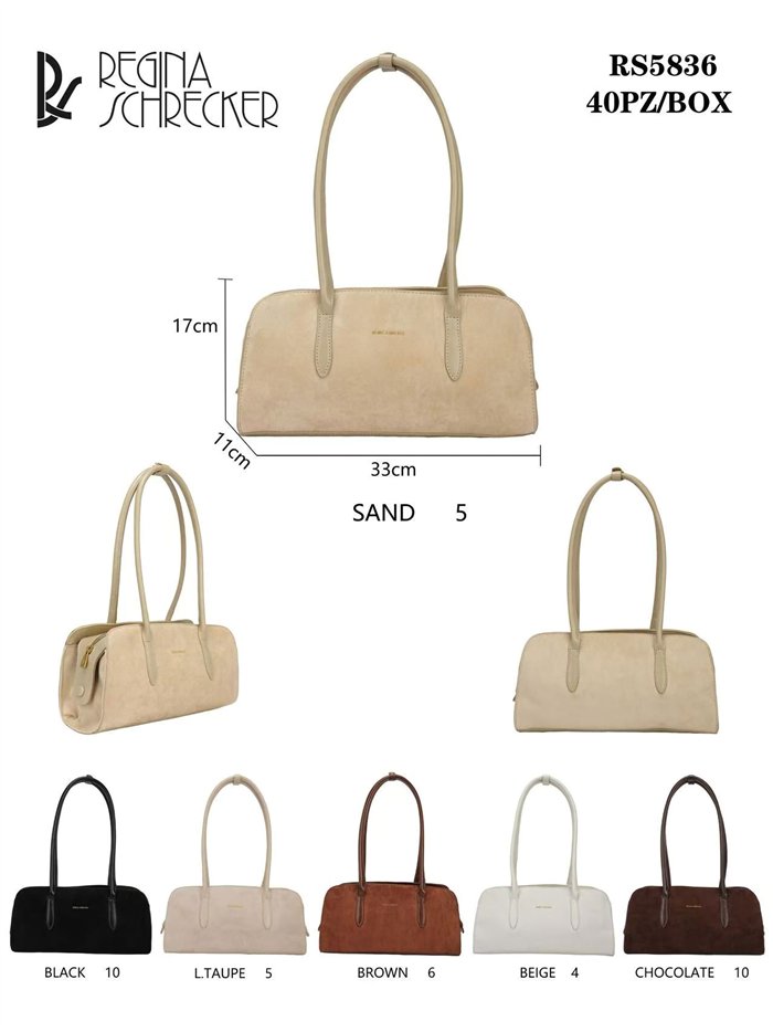 borsa baguette effetto scamosciato