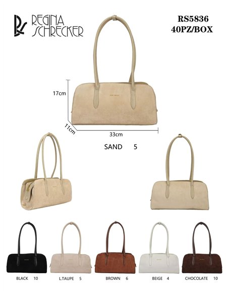 borsa baguette effetto scamosciato