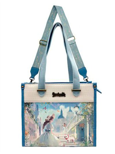 Borsa shopper stampata con tasca posteriore