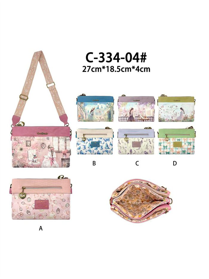 Bedruckte Schultertasche mit Dreifachreißverschluss