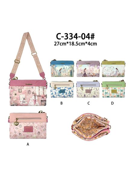 Bedruckte Schultertasche mit Dreifachreißverschluss