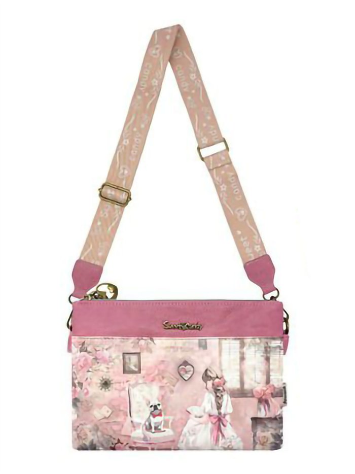 Bedruckte Schultertasche mit Dreifachreißverschluss