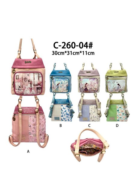 Bedruckter Rucksack mit Taschen