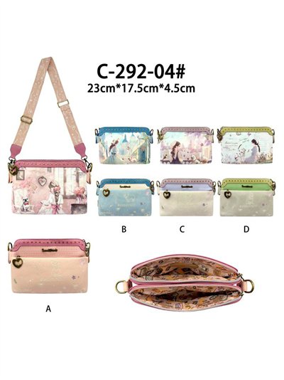 Bedruckte Schultertasche mit Nieten 2