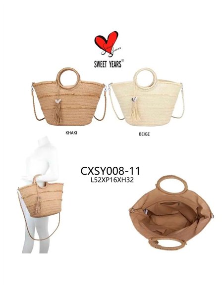 Capazo de rafia con asa redonda