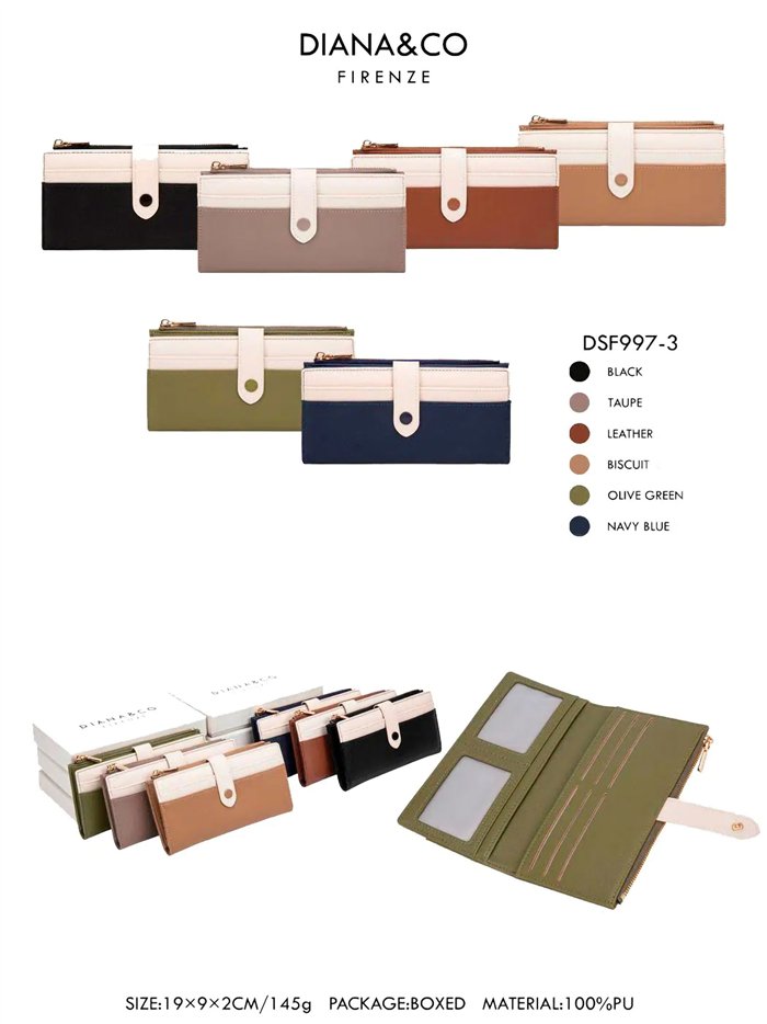 Cartera larga bicolor con cremallera