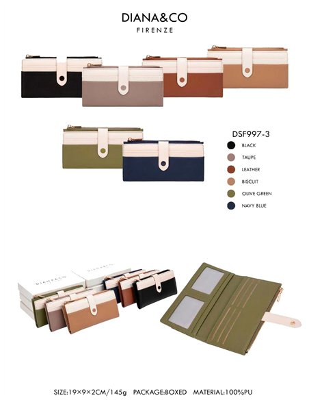 Cartera larga bicolor con cremallera