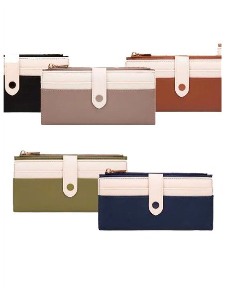 Cartera larga bicolor con cremallera