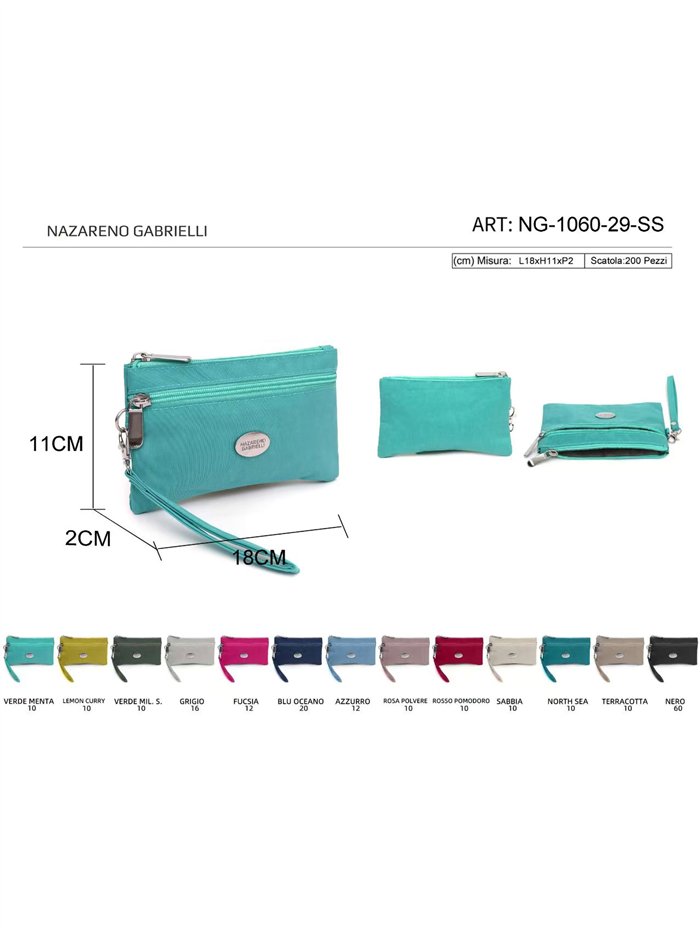 Porte-monnaie double en nylon avec fermeture éclair