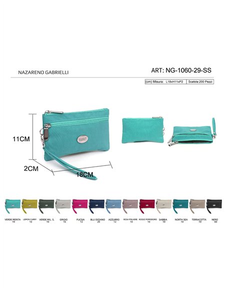 Porte-monnaie double en nylon avec fermeture éclair