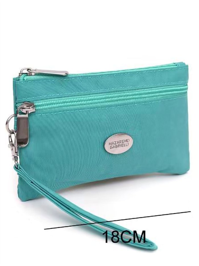 Porte-monnaie double en nylon avec fermeture éclair