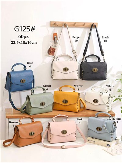 Bolso satchel mini tachas con cierre giratorio 2