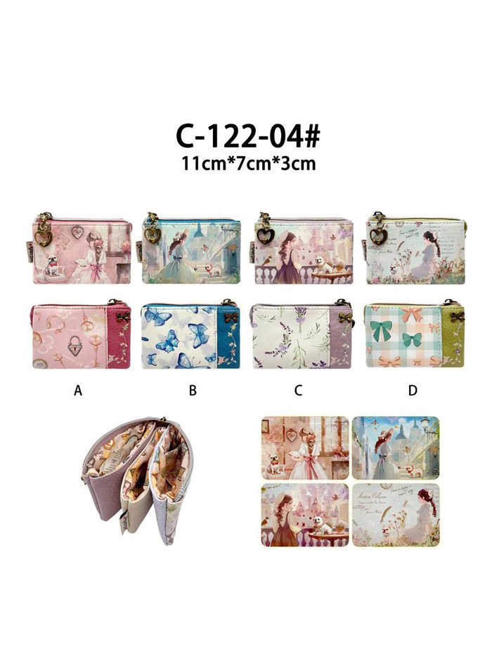 Bedruckte Geldbörse mit Dreifachreißverschluss