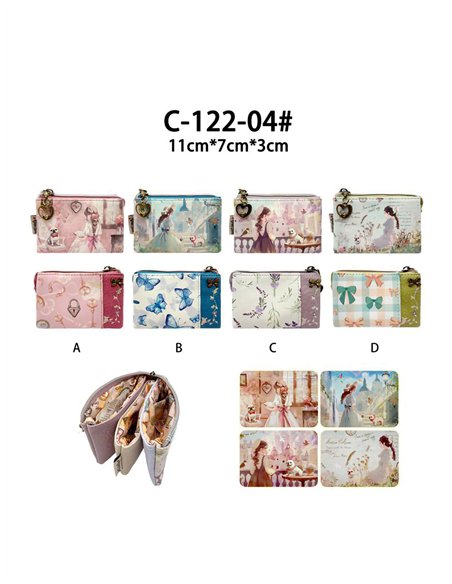 Bedruckte Geldbörse mit Dreifachreißverschluss