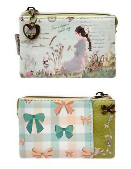 Bedruckte Geldbörse mit Dreifachreißverschluss