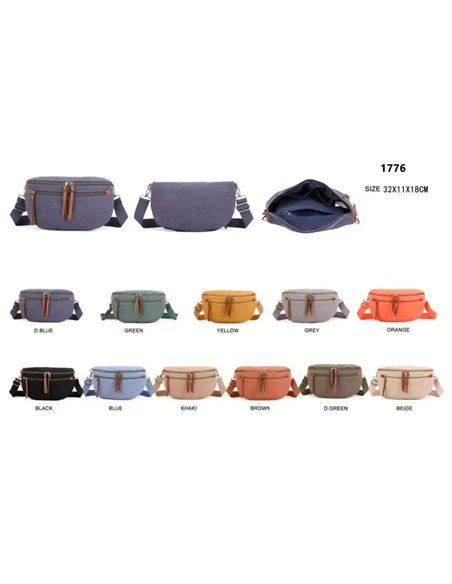 Pochete casual de lona com zíper