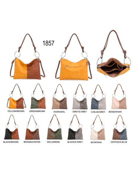 Two-tone hobo shoulder bag