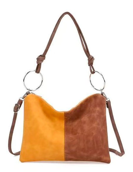 Two-tone hobo shoulder bag