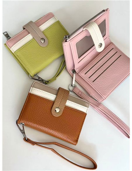 Monedero tarjetero bicolor con asa