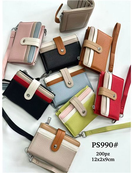 Monedero tarjetero bicolor con asa