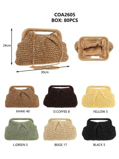 Bolsa de mão em ráfia com alça rígida 2