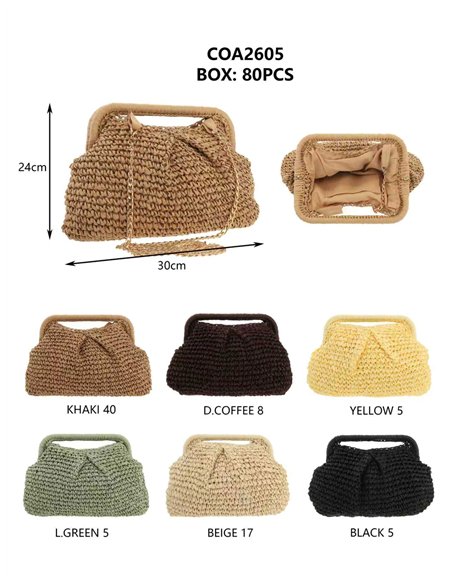 Bolsa de mão em ráfia com alça rígida