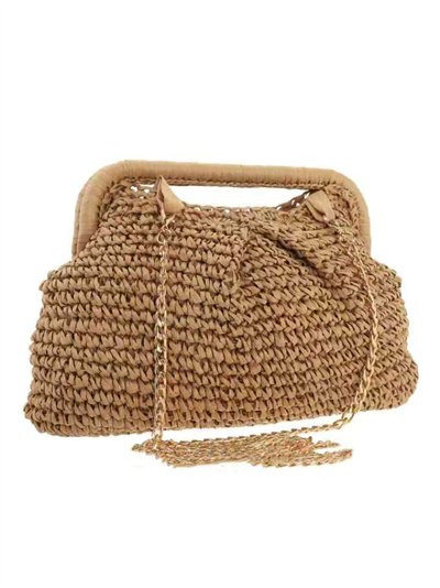 Bolsa de mão em ráfia com alça rígida