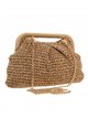 Bolsa de mão em ráfia com alça rígida