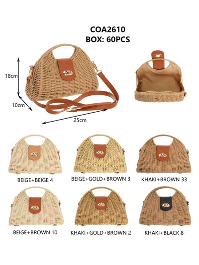 Bolso de mano de rafia con cierre giratorio