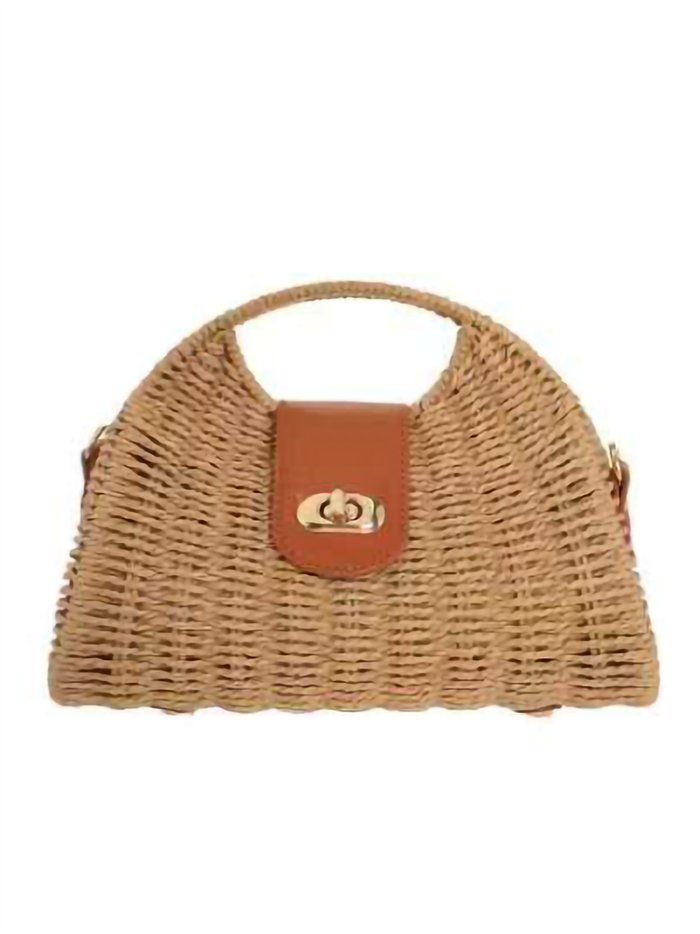 Bolso de mano de rafia con cierre giratorio